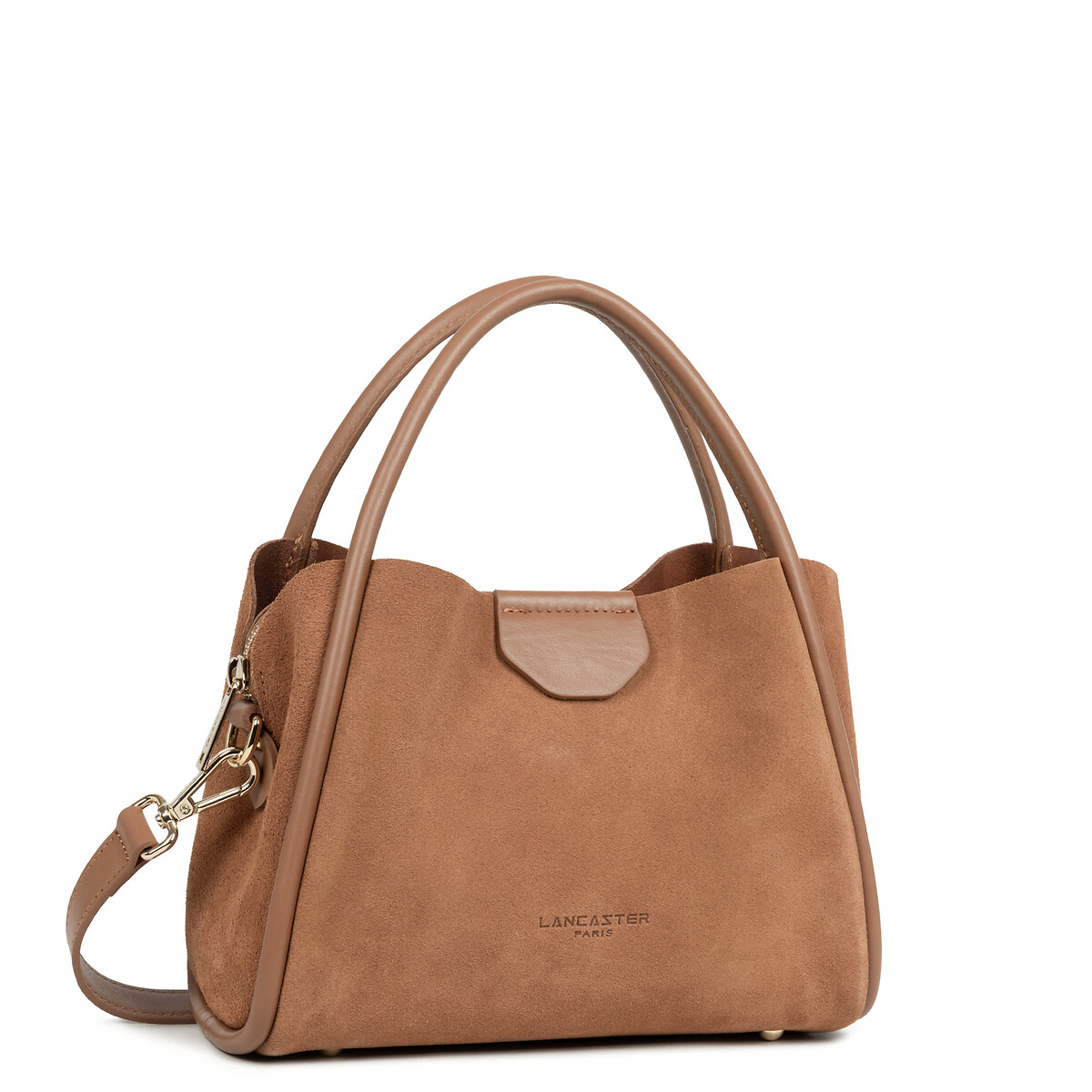 Sac à main S en cuir, SUEDE IDA moka, LANCASTER
