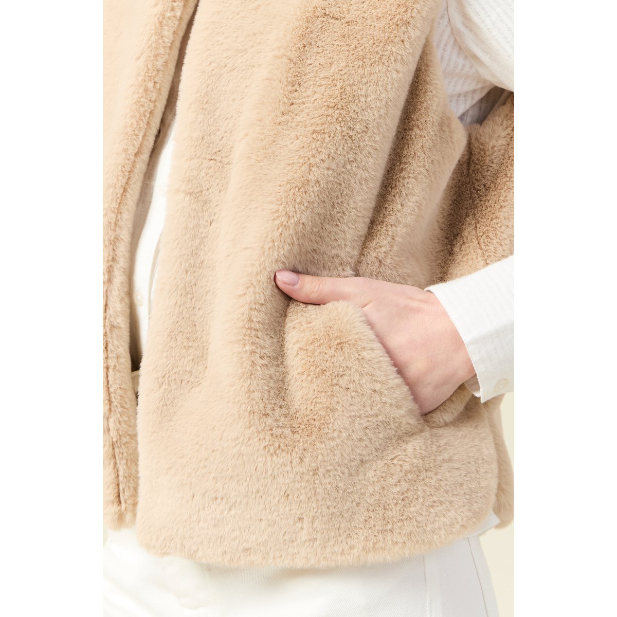 Gilet sans manches doublé beige, BONOBO