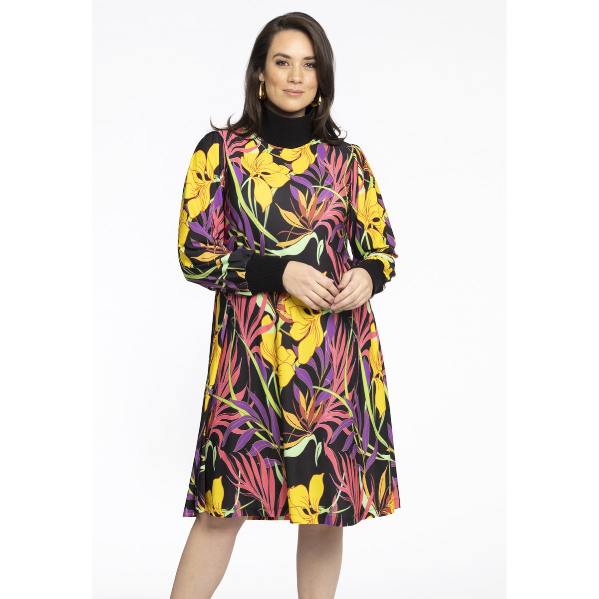 Robe imprimé / imprimée floral noir, YOEK