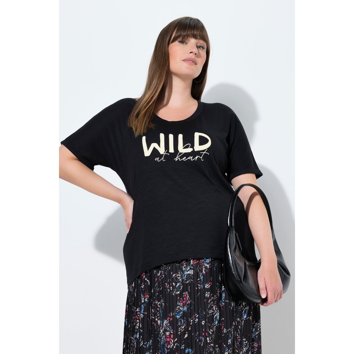 T-shirt oversize, message « Wild at heart » noir, ULLA POPKEN