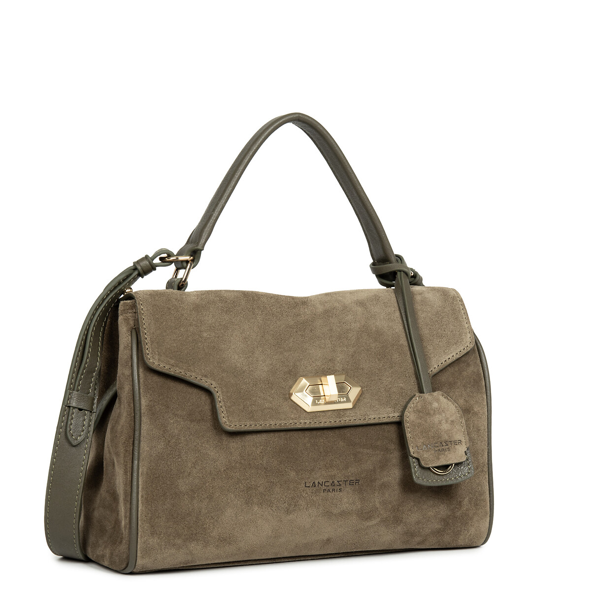 Sac à main en cuir de vachette, SUEDE GRACE  kaki, LANCASTER