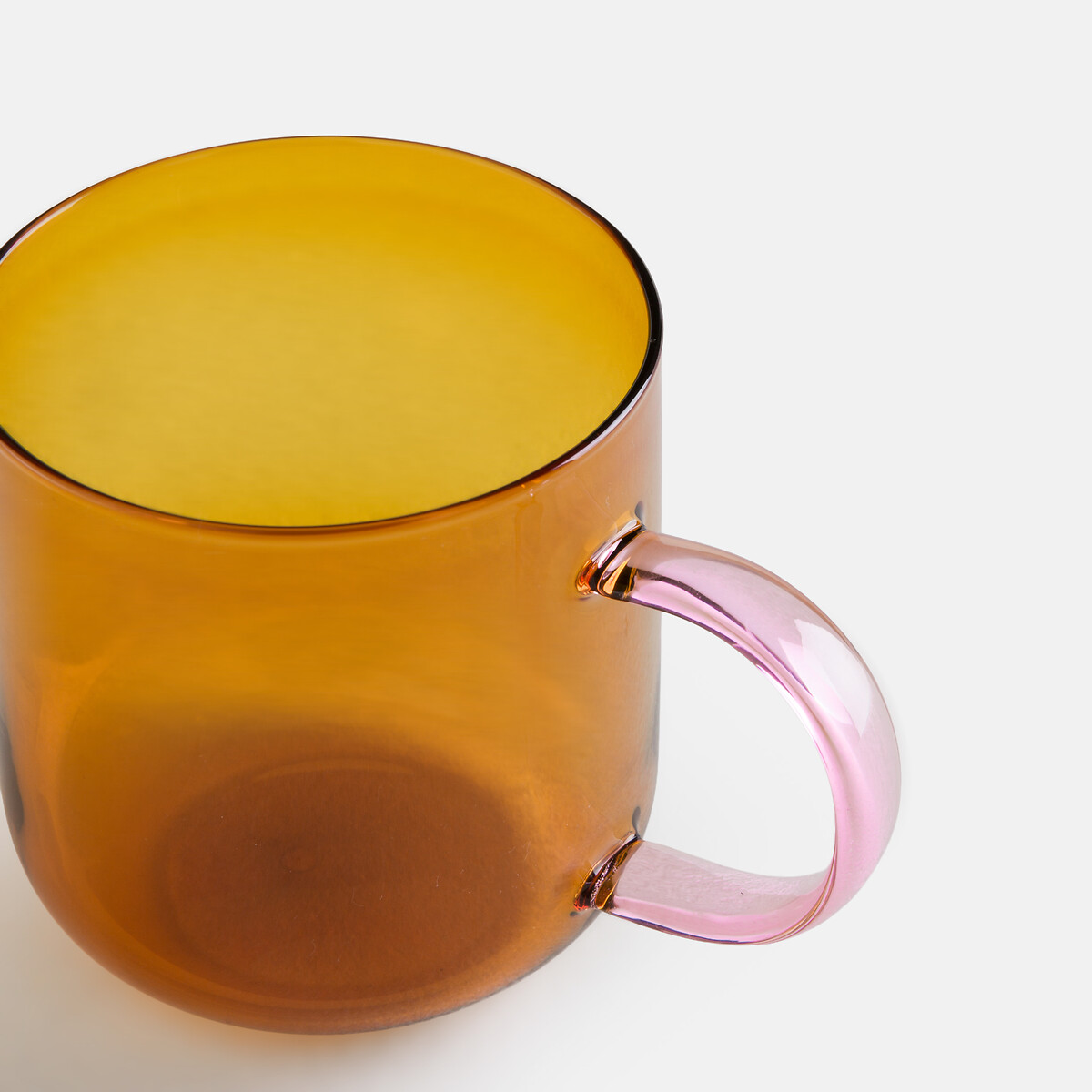Juego de 4 tazas de cristal con asas de color, Oryn ámbar/rosa, LA REDOUTE INTERIEURS
