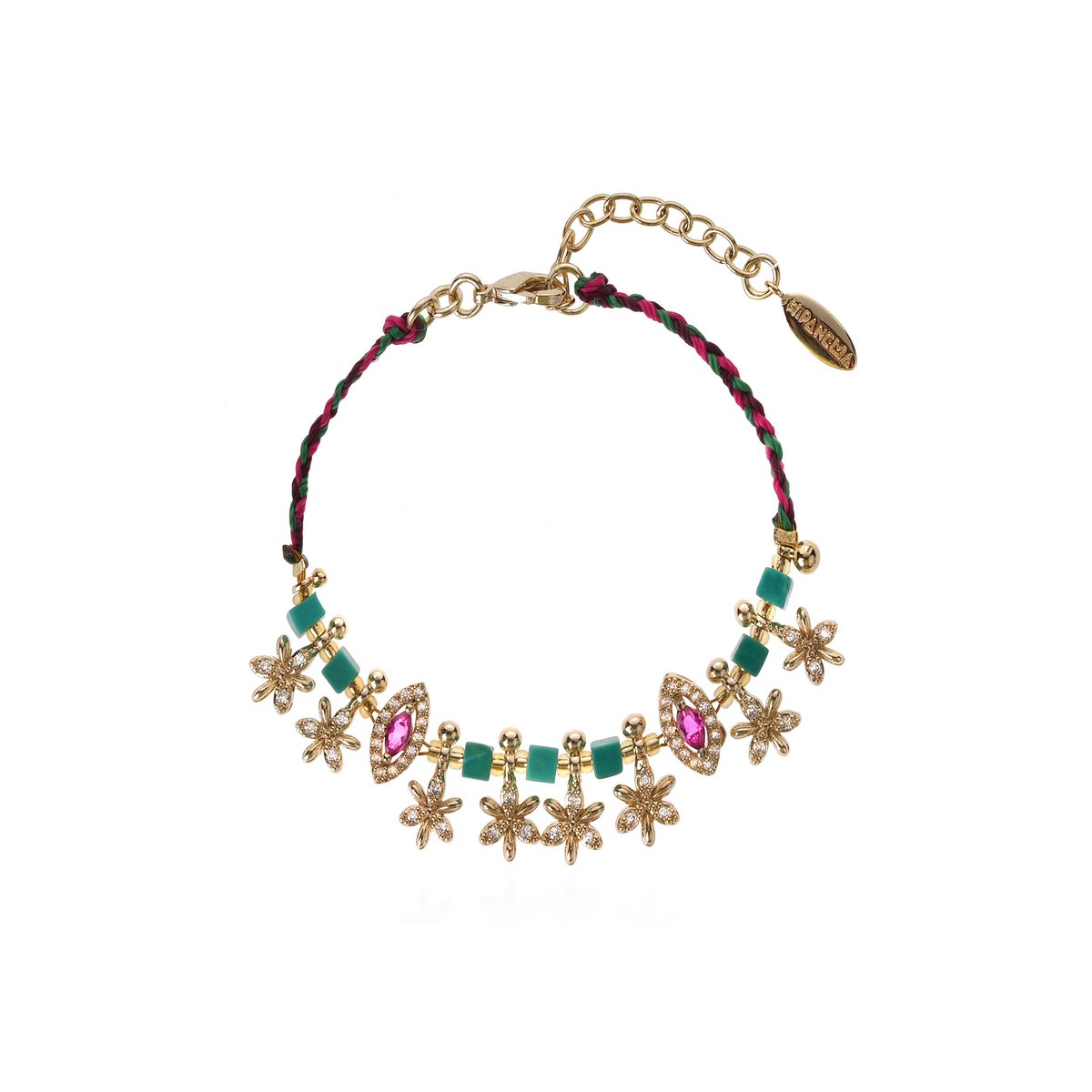 Bracelet cordon avec perles et pampilles étoiles PIMPI emeraude, HIPANEMA