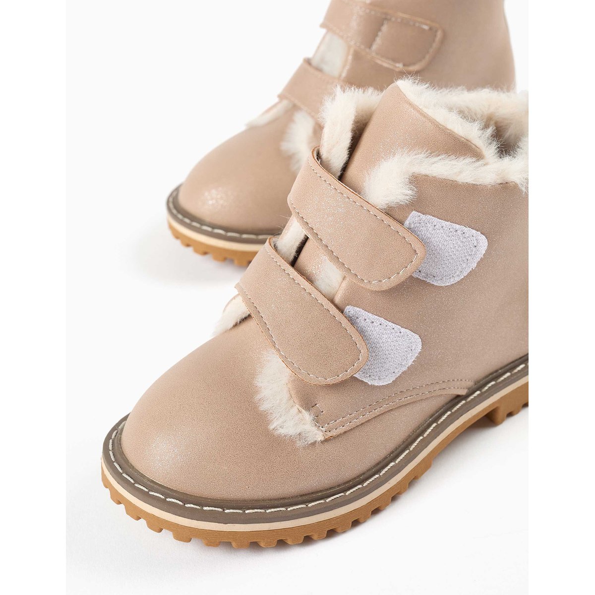 Bottines à finition pailletée et peluche douce synthétique rose, ZIPPY