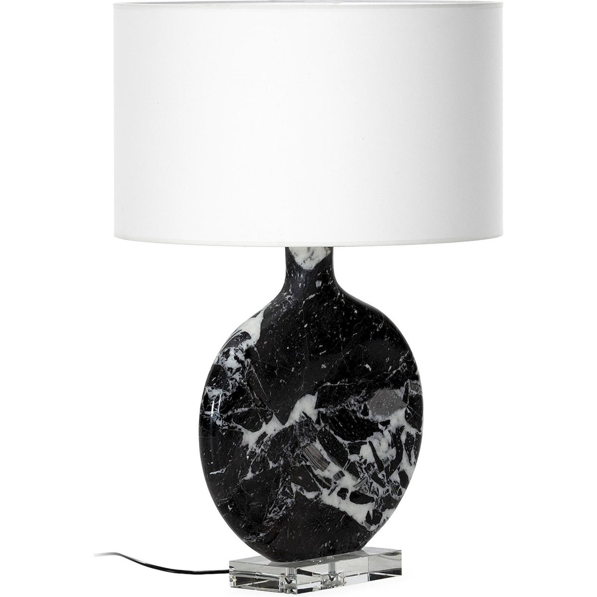 Lampe de table en marbre sans abat-jour noir et nickel, RECOLLECTION