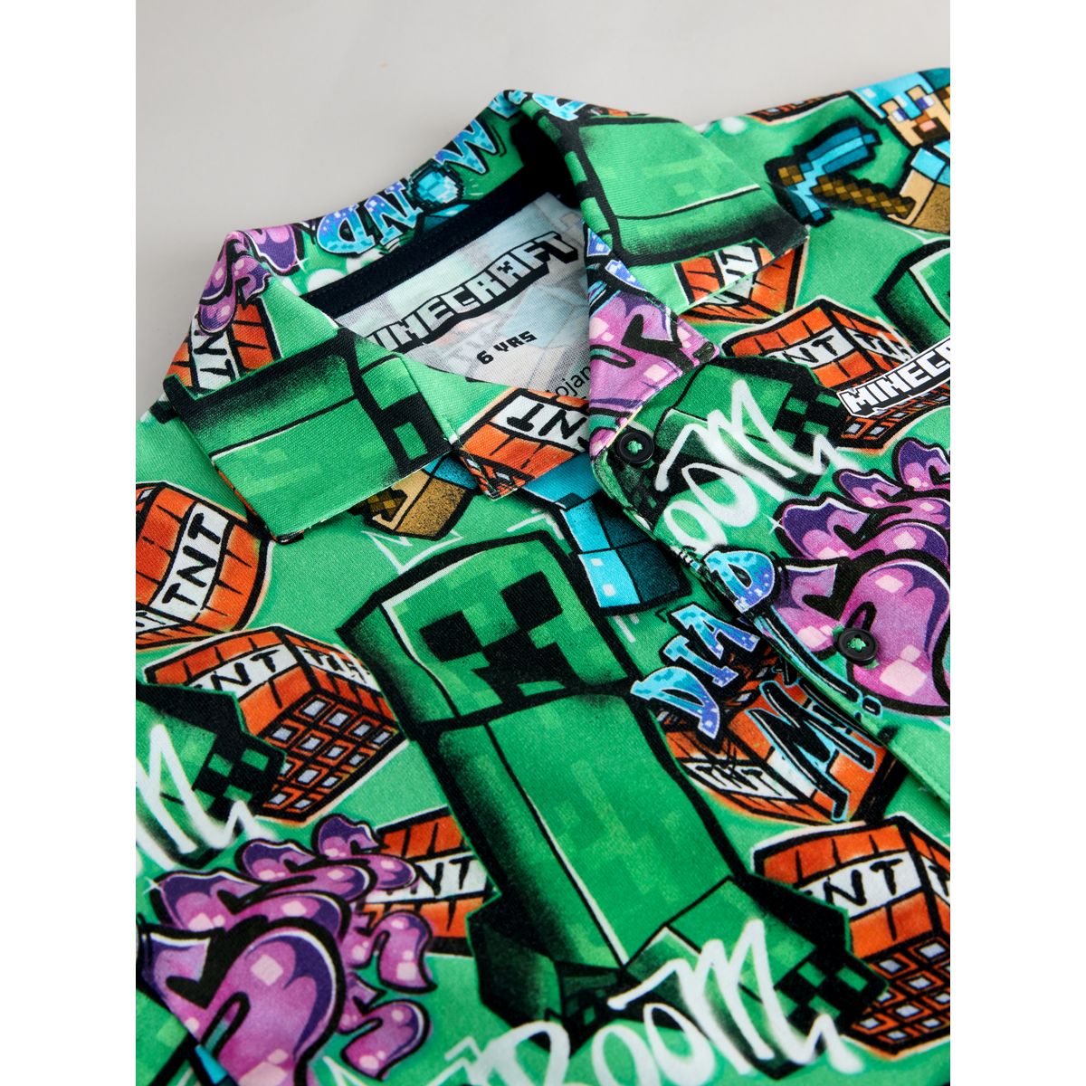 Chemise en jersey à manches courtes minecraft imprimé vert sur toute la surface, NEXT