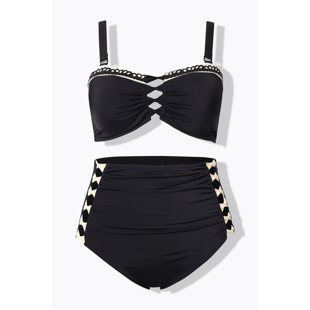 Bikini à bonnets souples. Bretelles noir, ULLA POPKEN