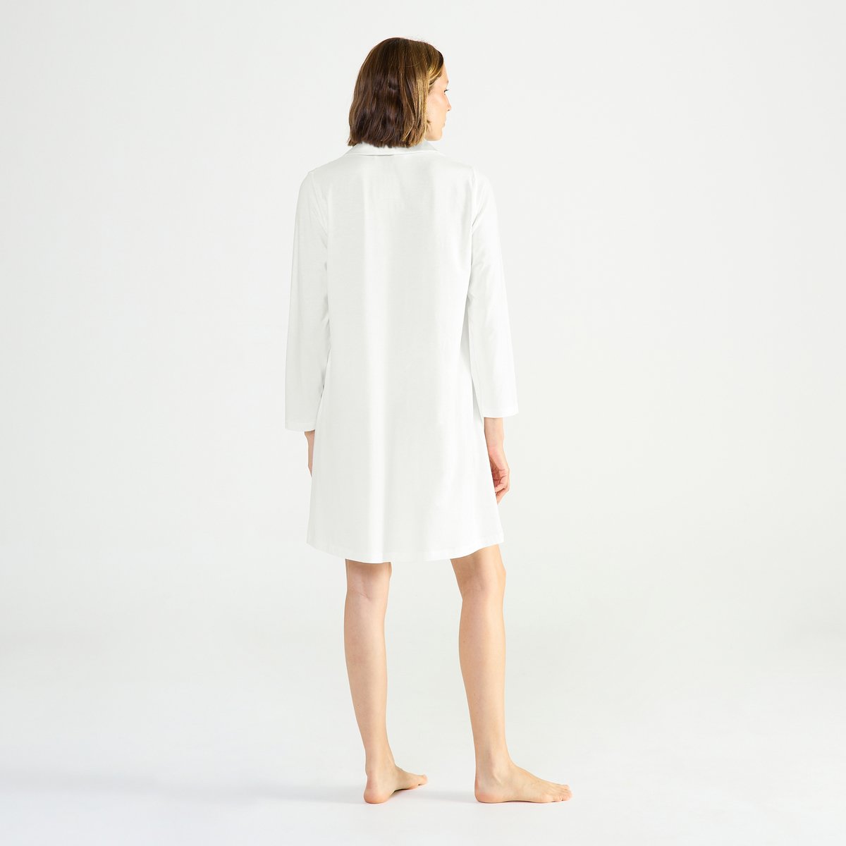 Chemise de nuit courte col polo en jersey ENVOUTANTE ecru, LAURENCE TAVERNIER
