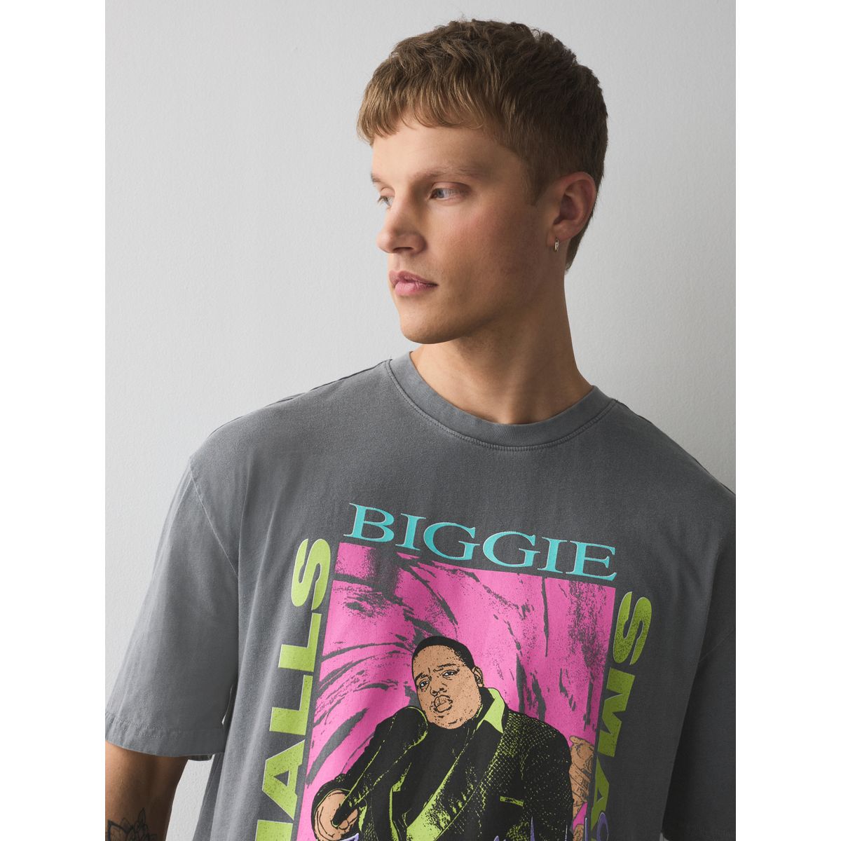 T-shirt à imprimé groupe de musique notorious b.i.g. noir délavé, NEXT