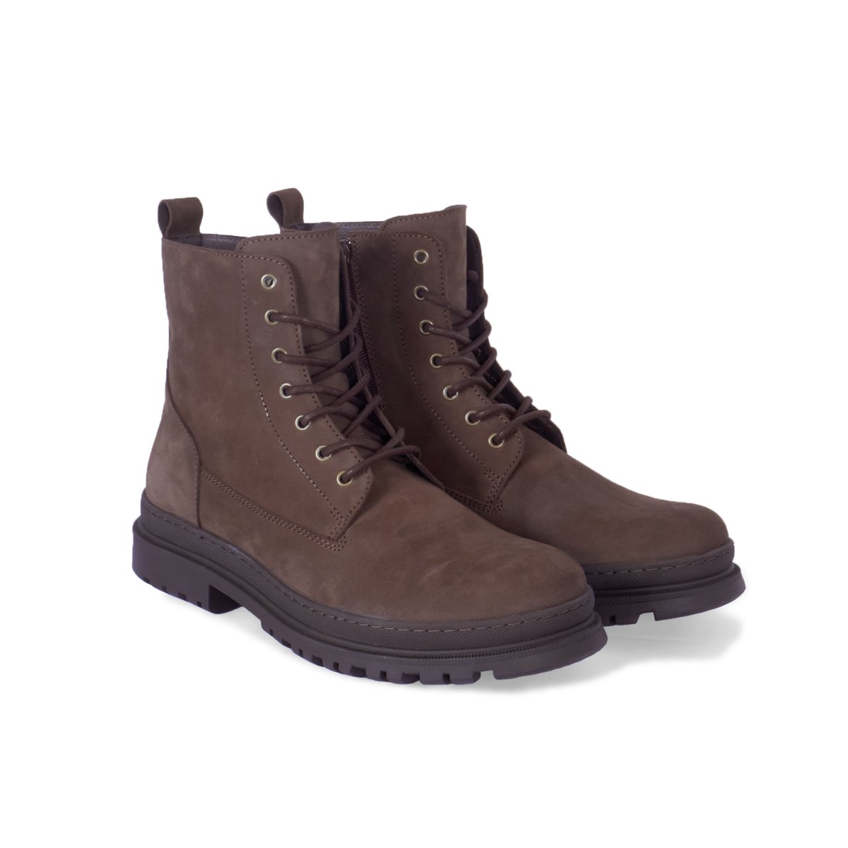 Boots lacet cuir nubuck marron marron, JULES & JENN
