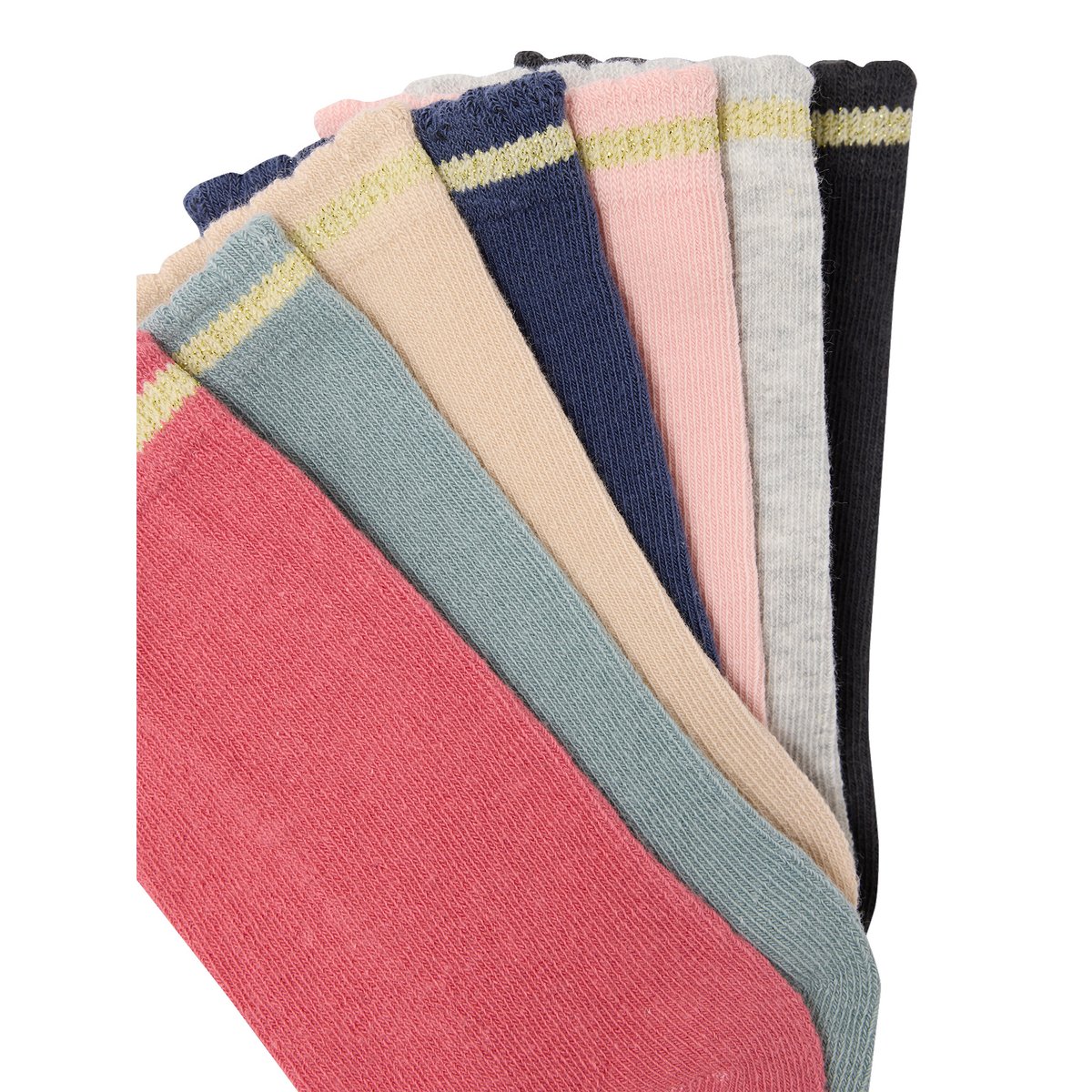 Lot de 7 paires de mi-chaussettes fil textile framboise, VERTBAUDET