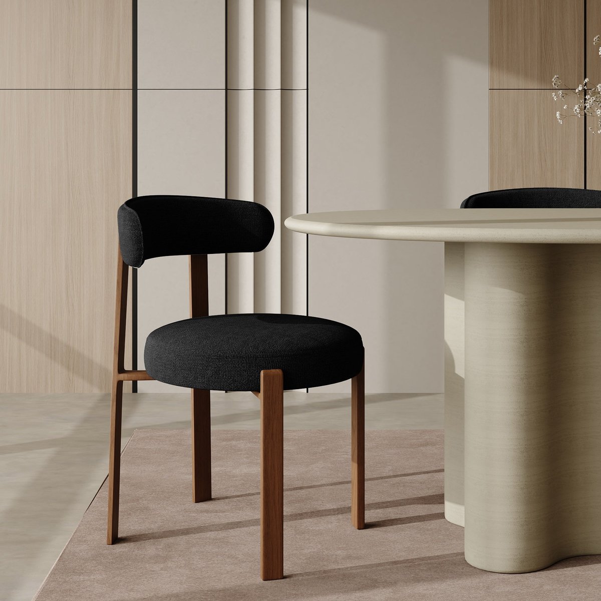 Lot de 2 chaises en velours chenillé JUNA noir, SIA HOME