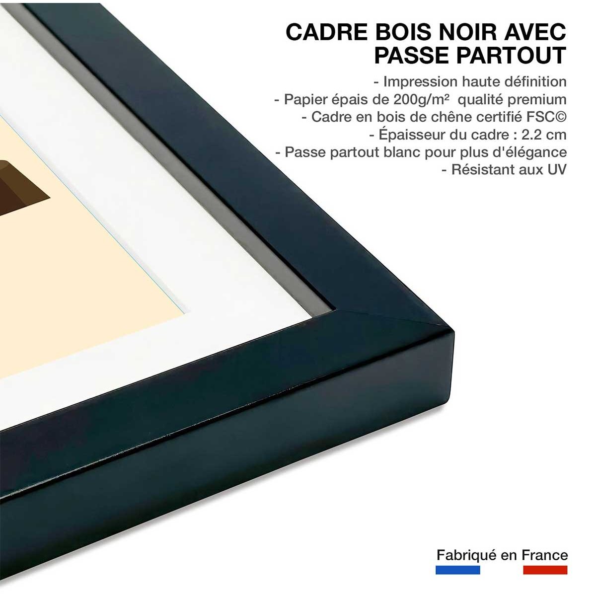 Affiche enfant promesse affiche + cadre en bois - noir, HEXOA