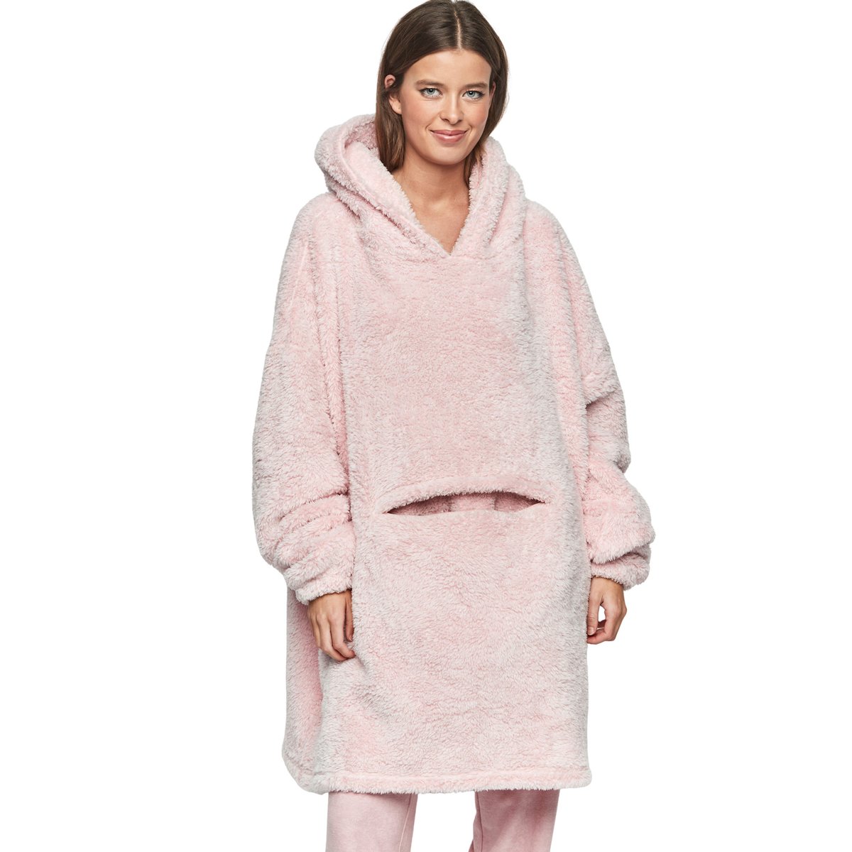 Ensemble sweatshirt poncho à capuche et coussin PC1 STYLE ADD rose, SELMARK