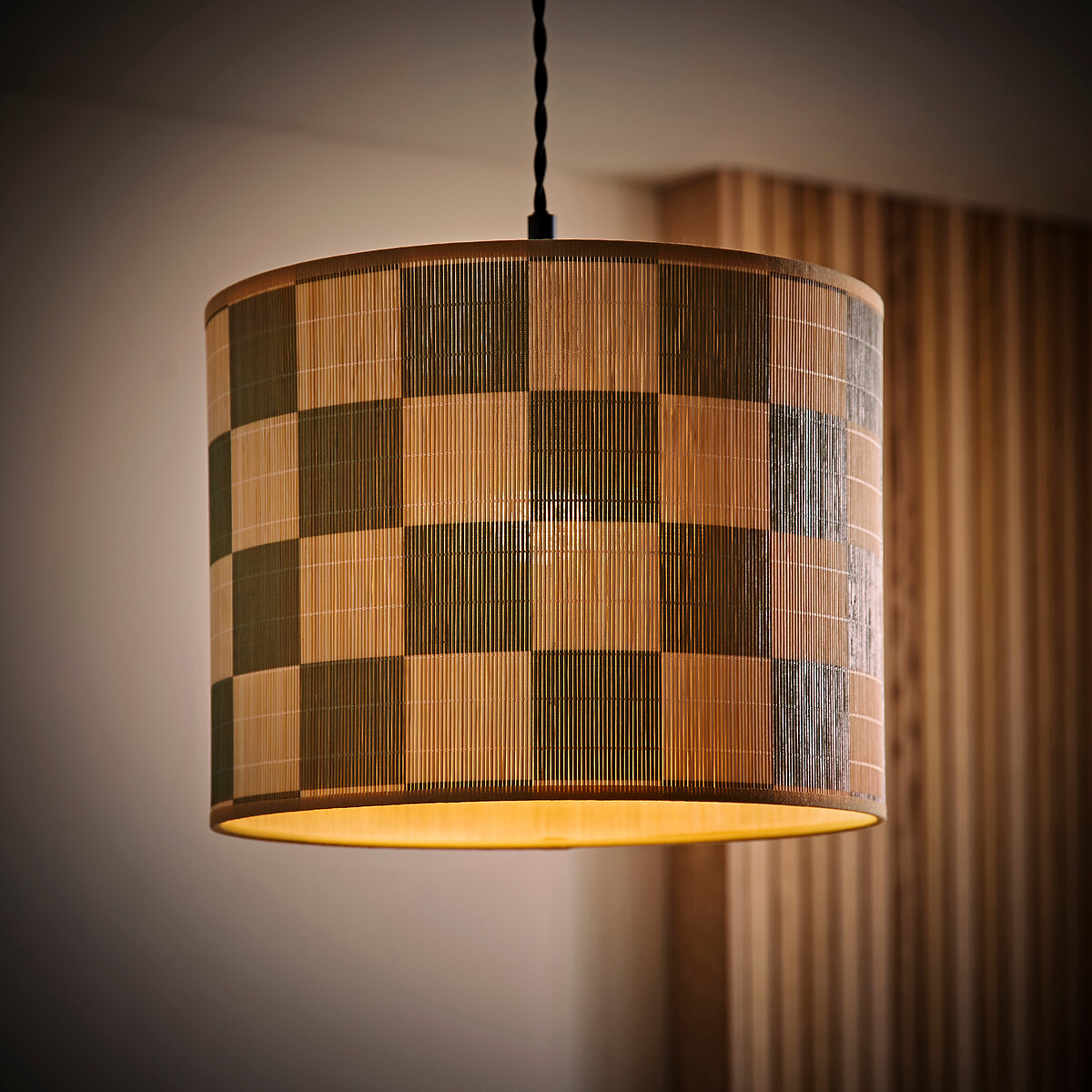 30cm Lillie Green Checkerboard Bamboo Printed Shade green, SO'HOME
