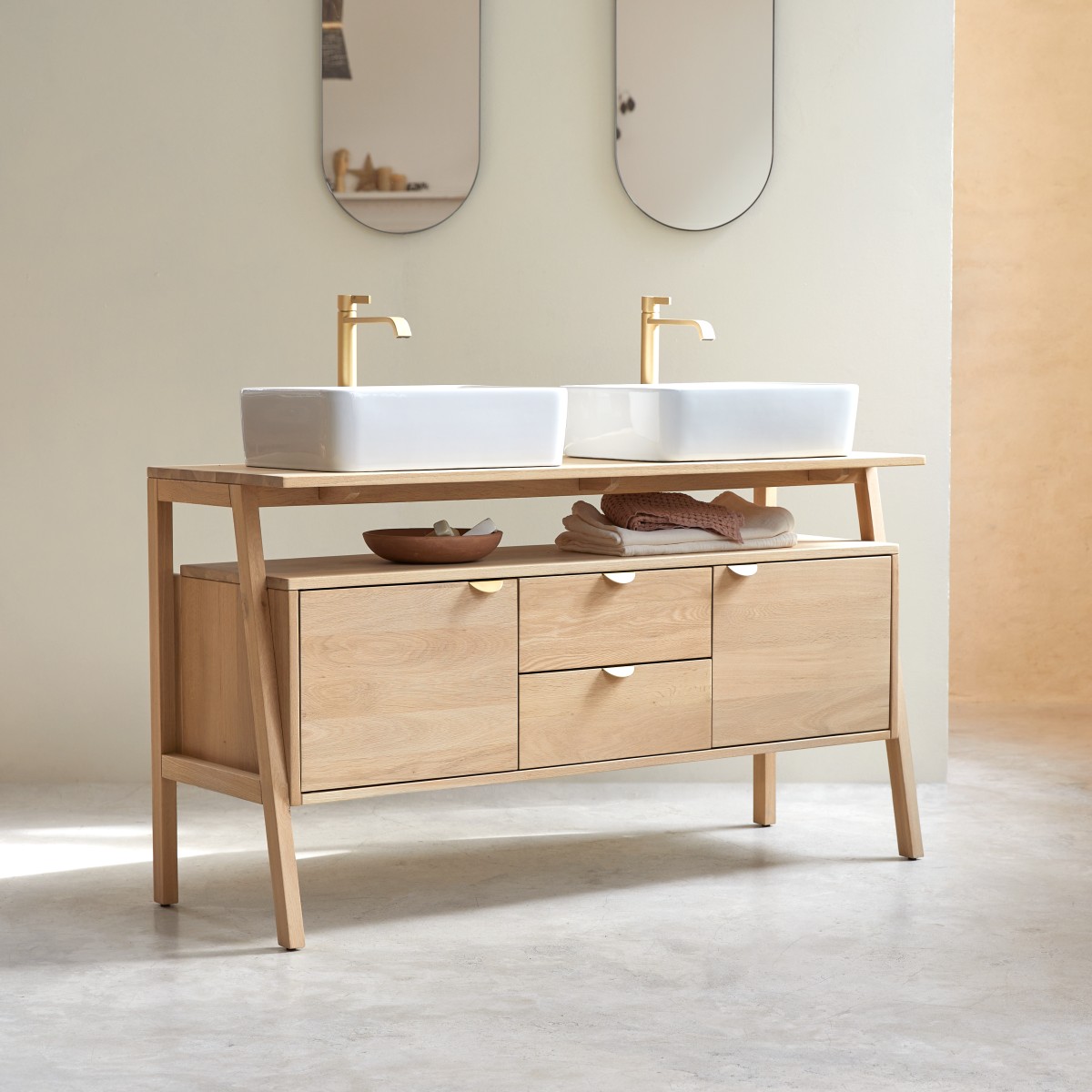 Meuble Salle De Bain en Chêne massif, POLA naturel, TIKAMOON
