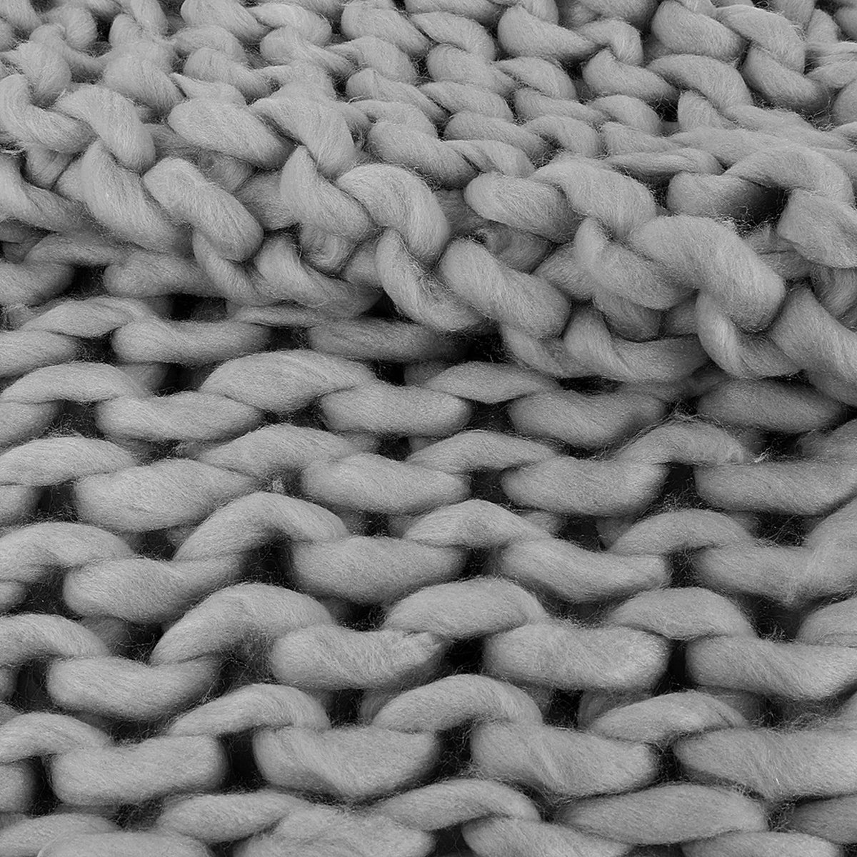 Plaid tricoté en grosse maille CHUNKY gris, THE HOME DECO FACTORY