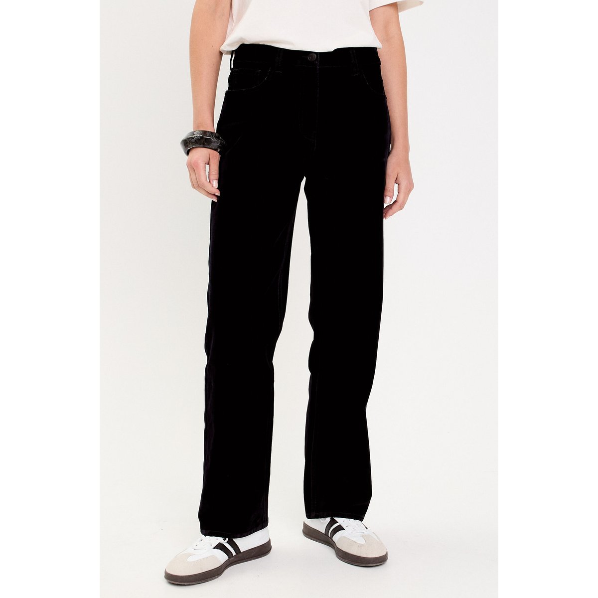 Pantalon droit en velours noir, CACHE CACHE