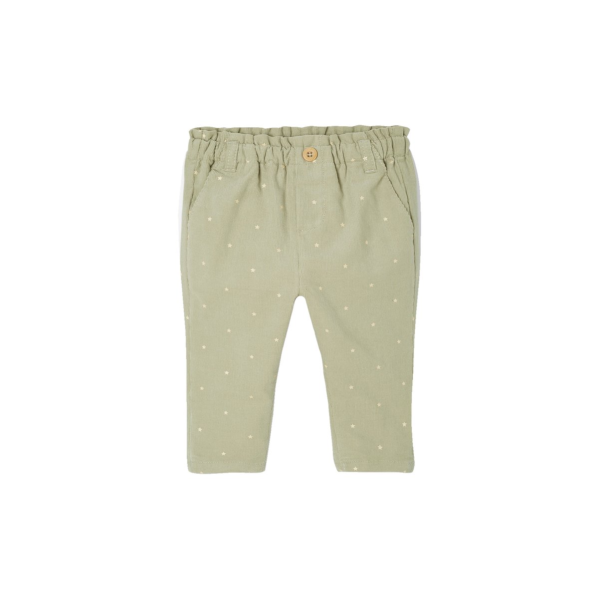 Pantalon paperbag en velours bébé vert d'eau, VERTBAUDET