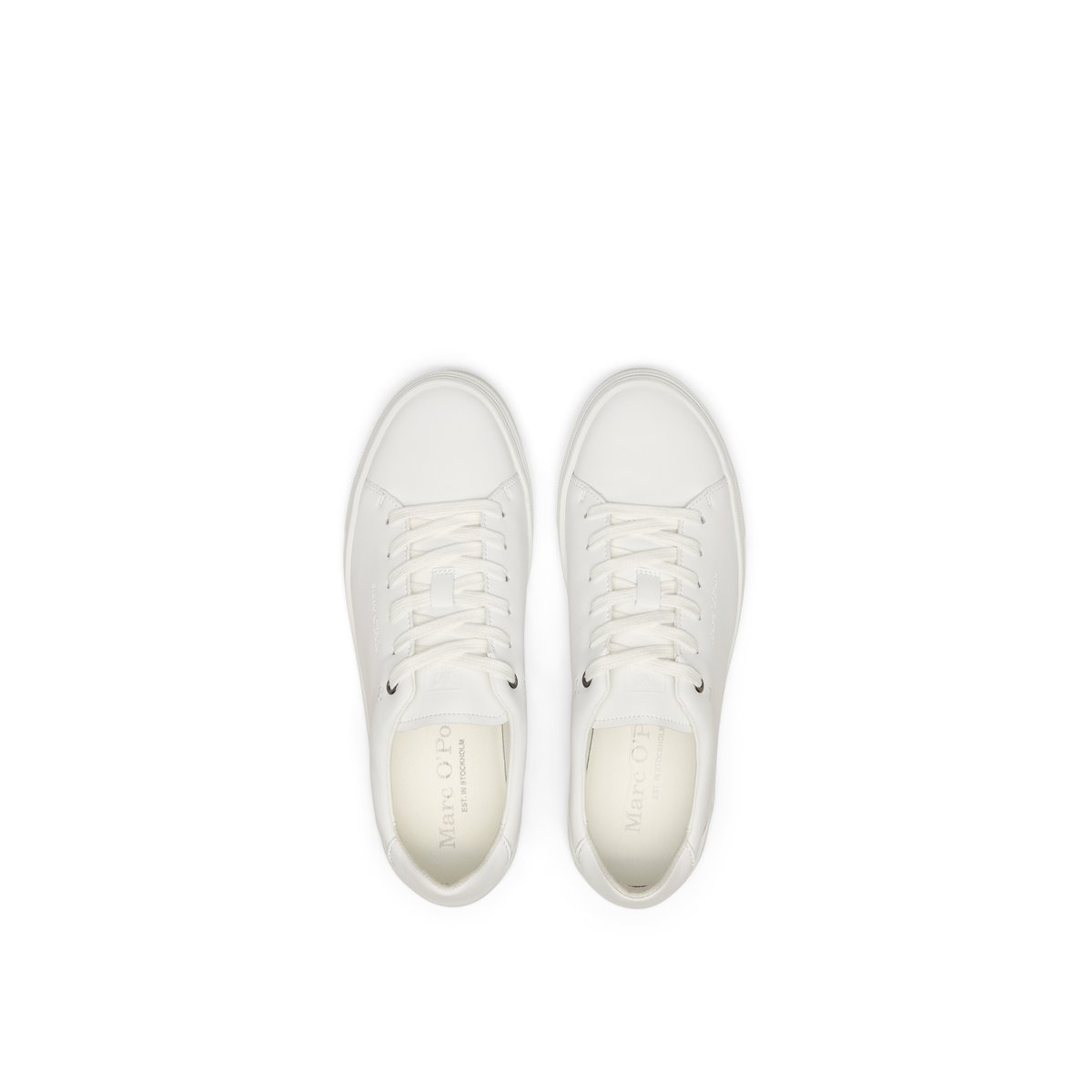 Baskets à semelles cuvette Modèle Alf en cuir de bœuf nappa noble blanc, MARC O'POLO