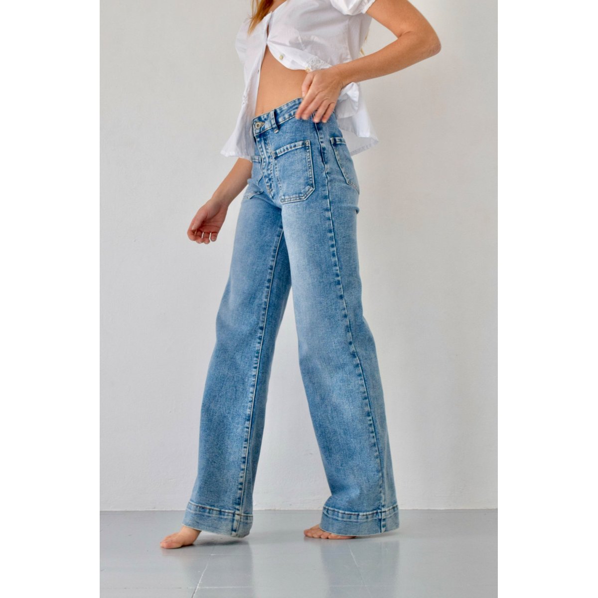 Jean stretch taille mi-haute CLAUDIA bleu, MINDTRAVELER
