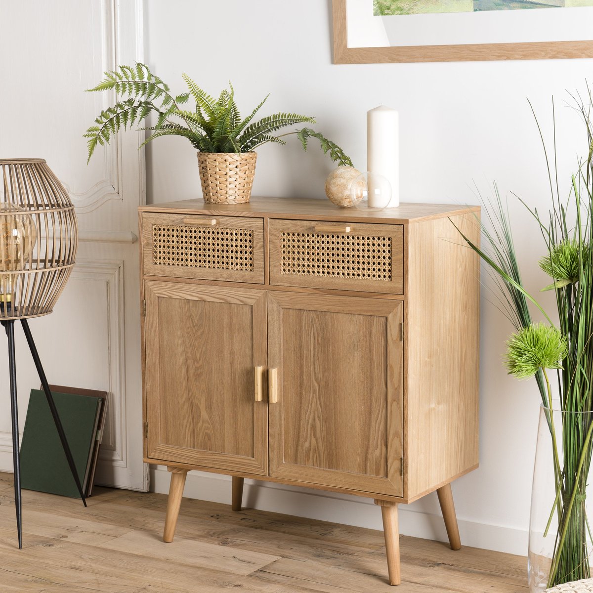 Petit buffet avec cannage ALGA bois naturel, PIER IMPORT