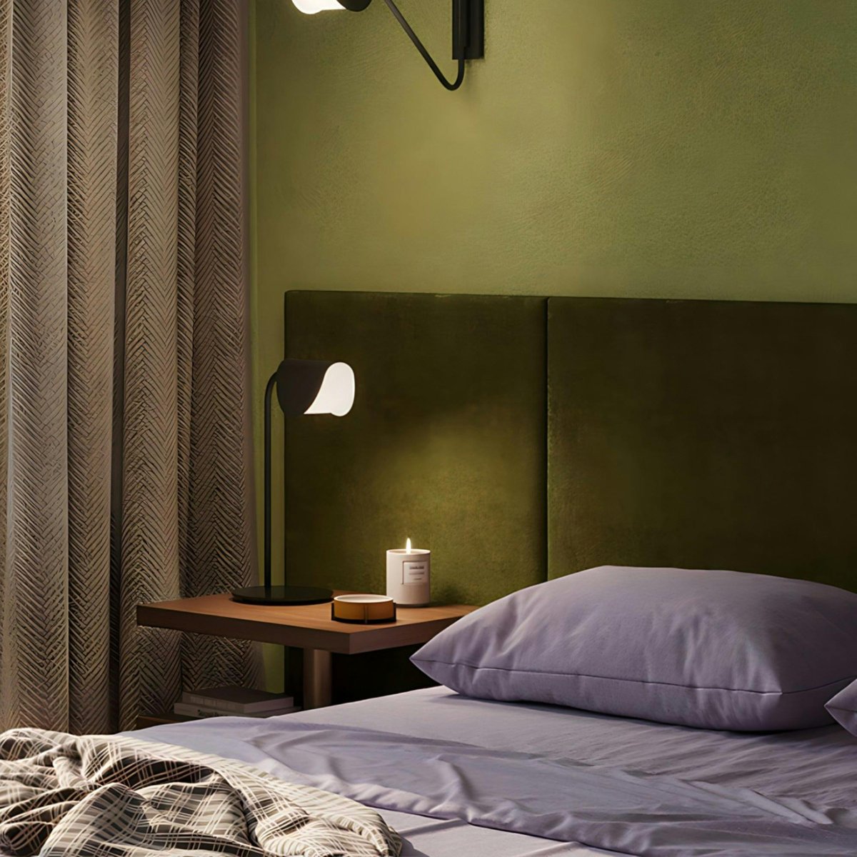 Lampe de chevet noire design - abat-jour plié LENORE noir, PIER IMPORT