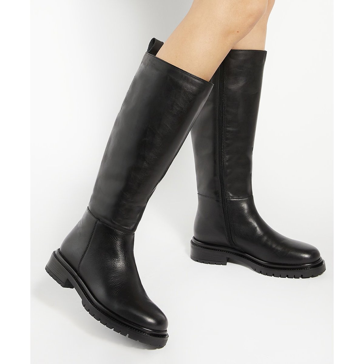 Bottes au genou en cuir épaisses - TILINGS black-leather, DUNE LONDON