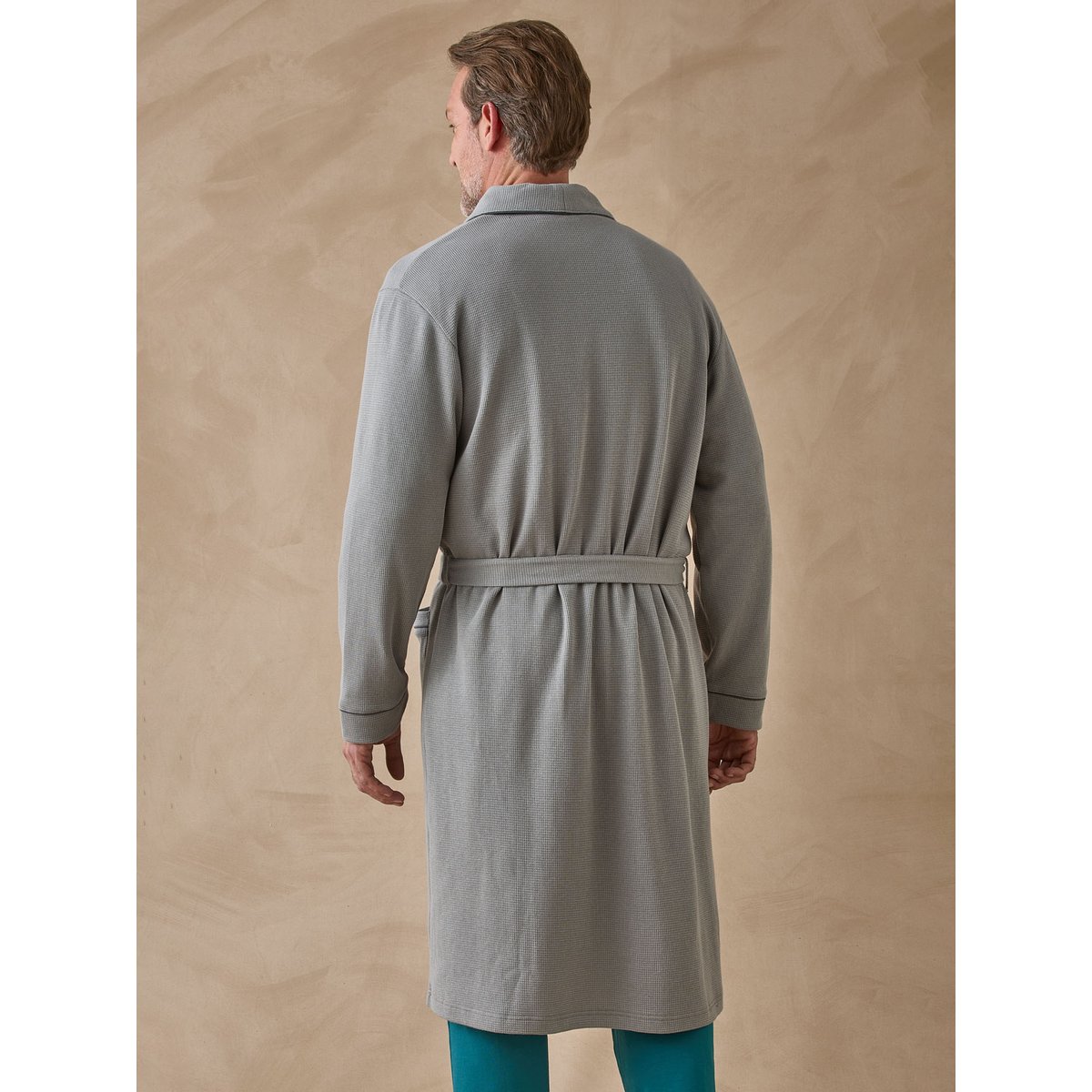 Robe de chambre maille nid d'abeille gris, DAXON