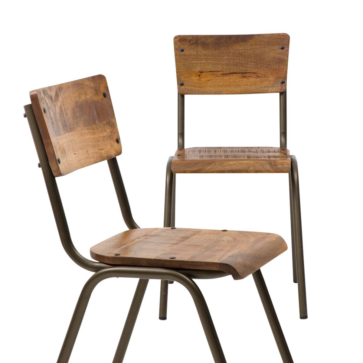 Lot de 2 chaises en métal MARCUS bois clair, MADE IN MEUBLES 