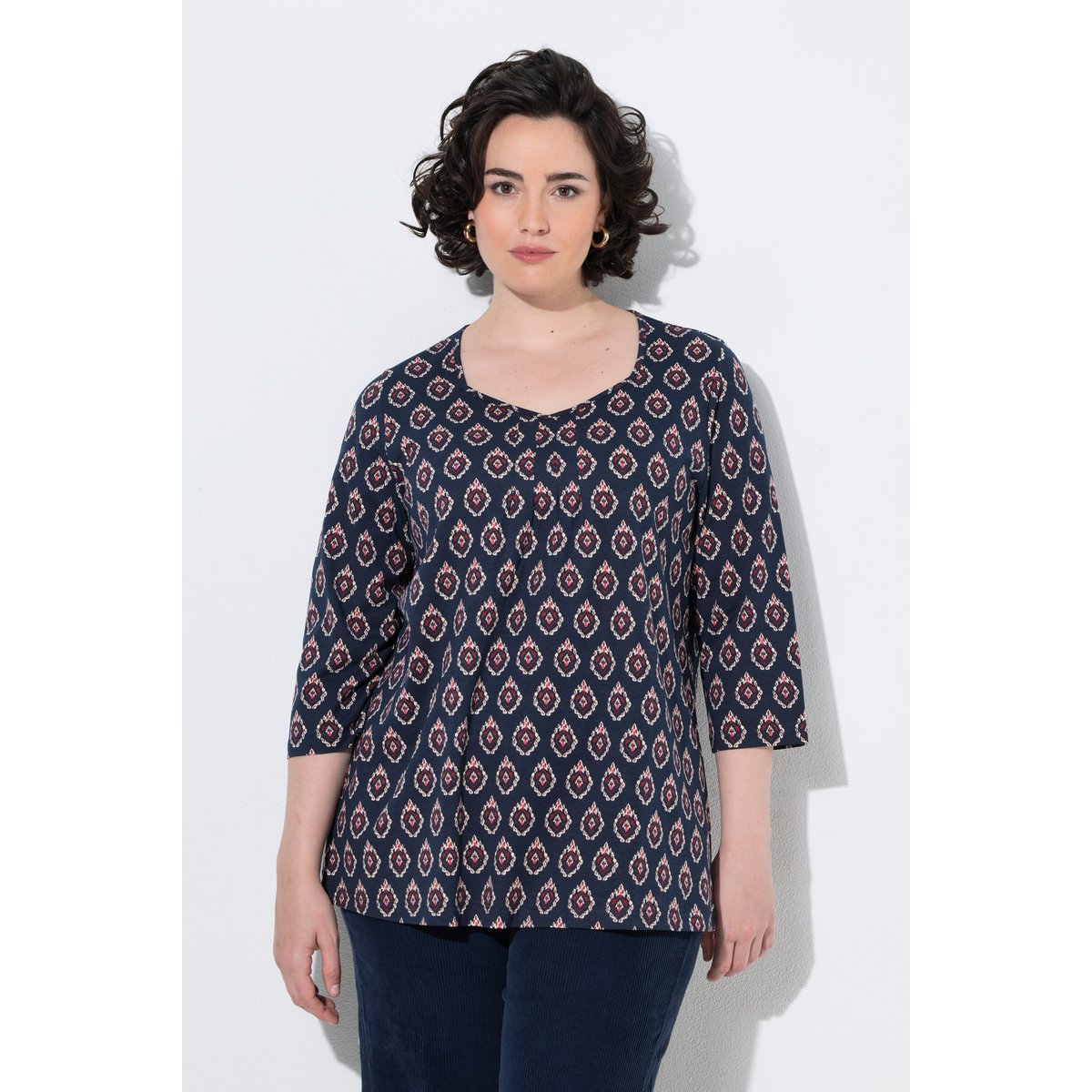 T-shirt à manches 3/4 marine, ULLA POPKEN