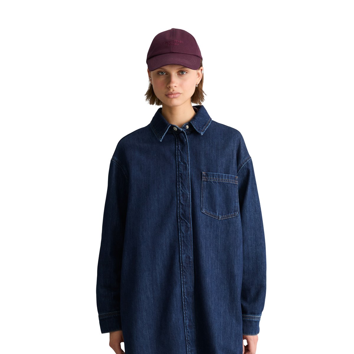 Robe chemise réalisé avec Orange Fiber bleu, MARC O’POLO DENIM