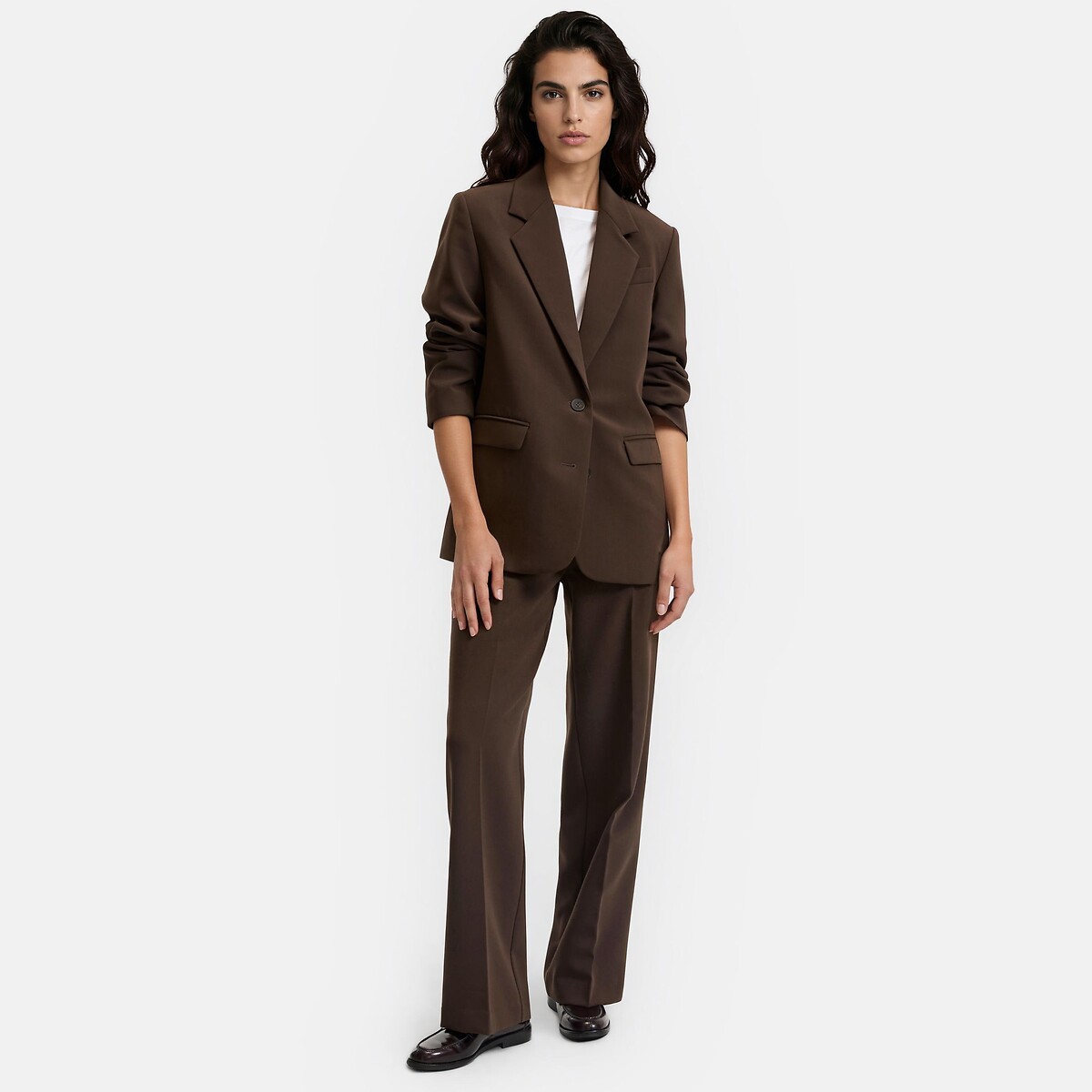 Regular Fit Single-Breasted Blazer chocolate brown, LA REDOUTE COLLECTIONS