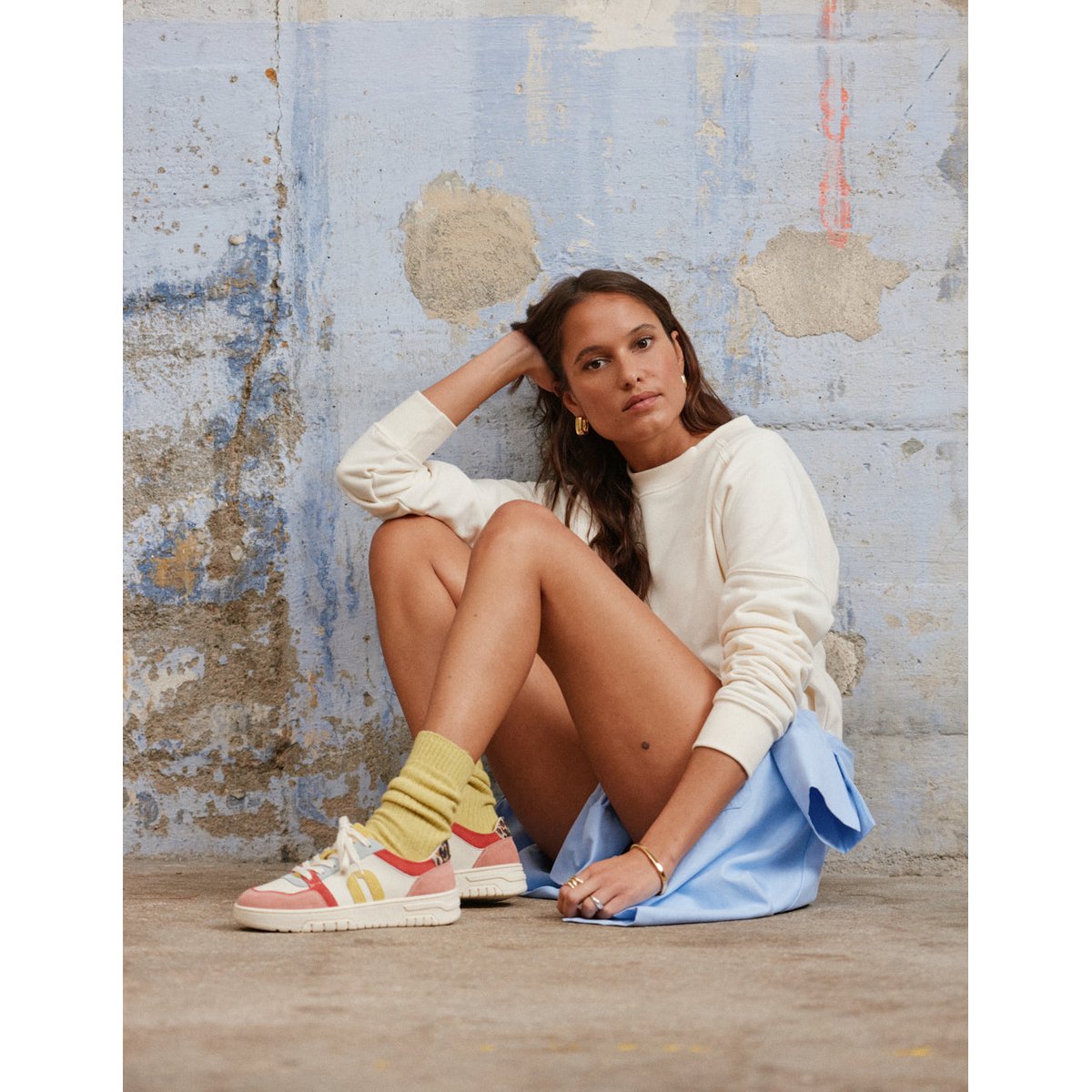 Baskets basses NORA rose ciel citron, ODAJE