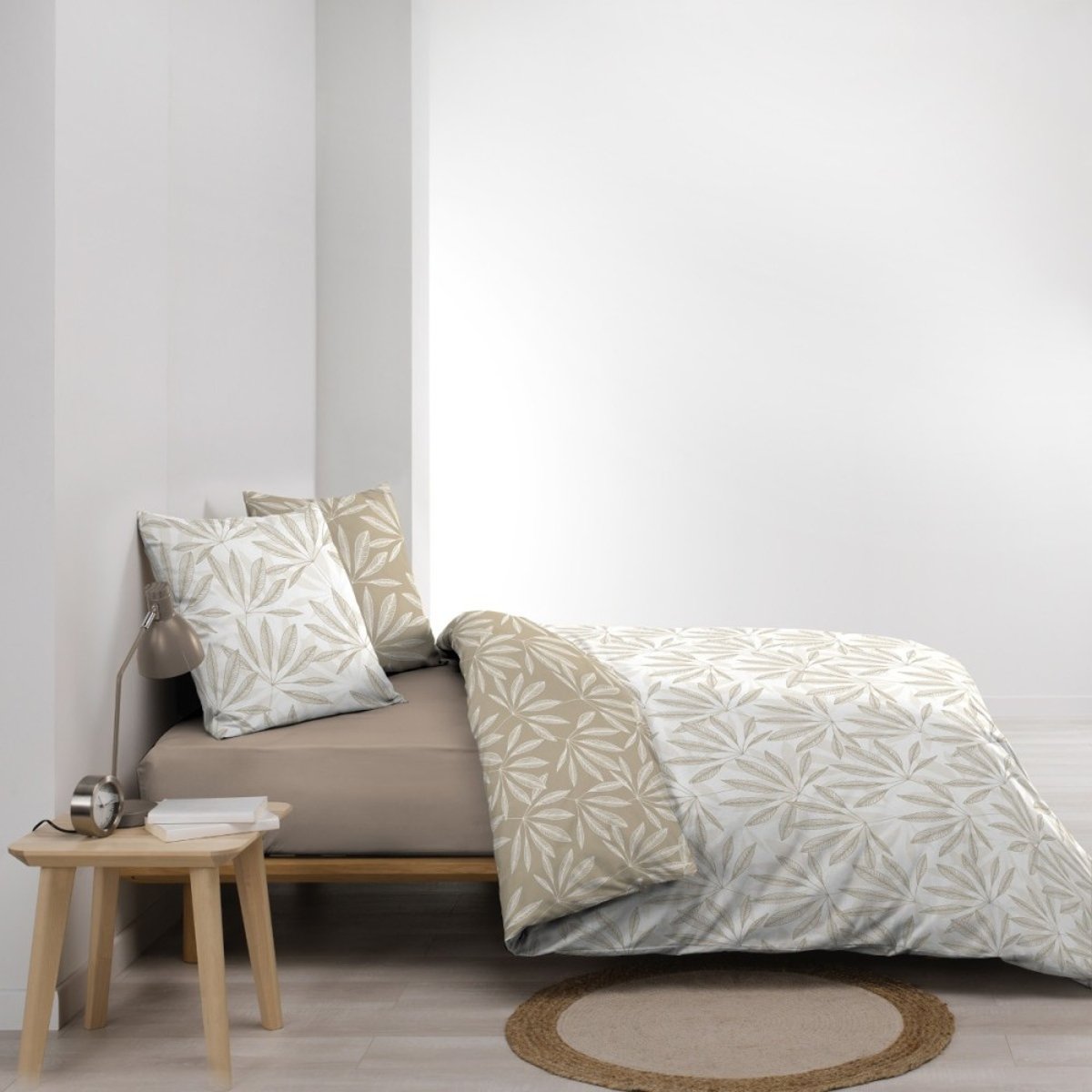 Housse de couette 240x220 + 2 taies MALIA 100% coton beige, DECORATIE