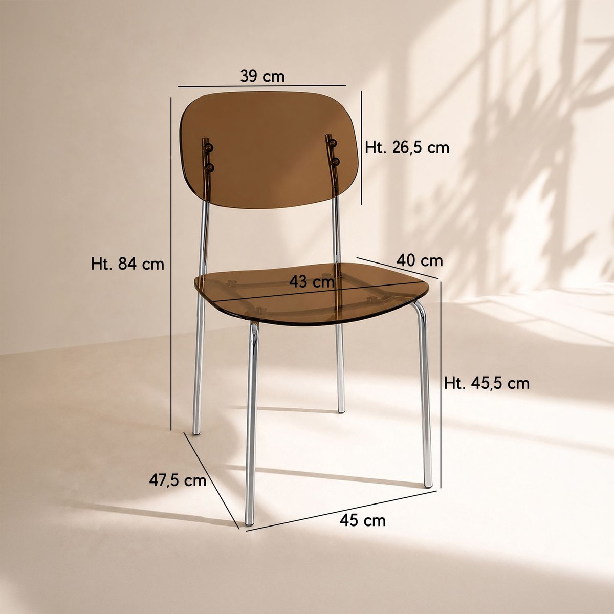 Lot de 2 chaises en métal et résine acrylique, GLAM ambre, NOW'S HOME