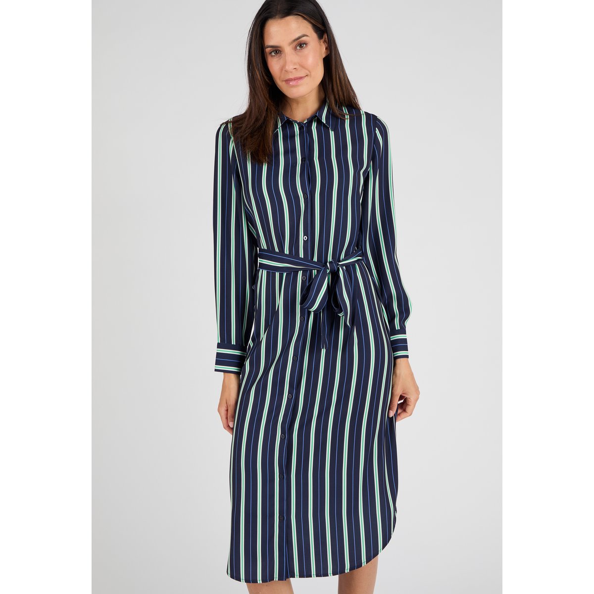 Robe-chemisier rayée bleu marine rayé, DAMART