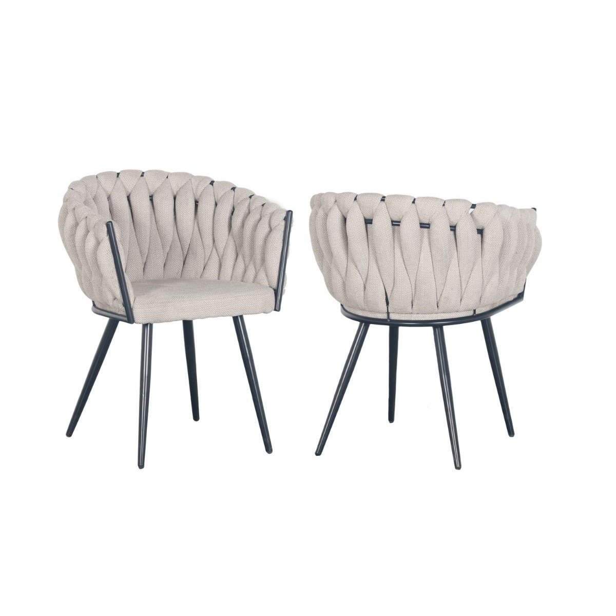 Lot de 2 fauteuils tissu, CHARLOTTE beige, BOBOCHIC