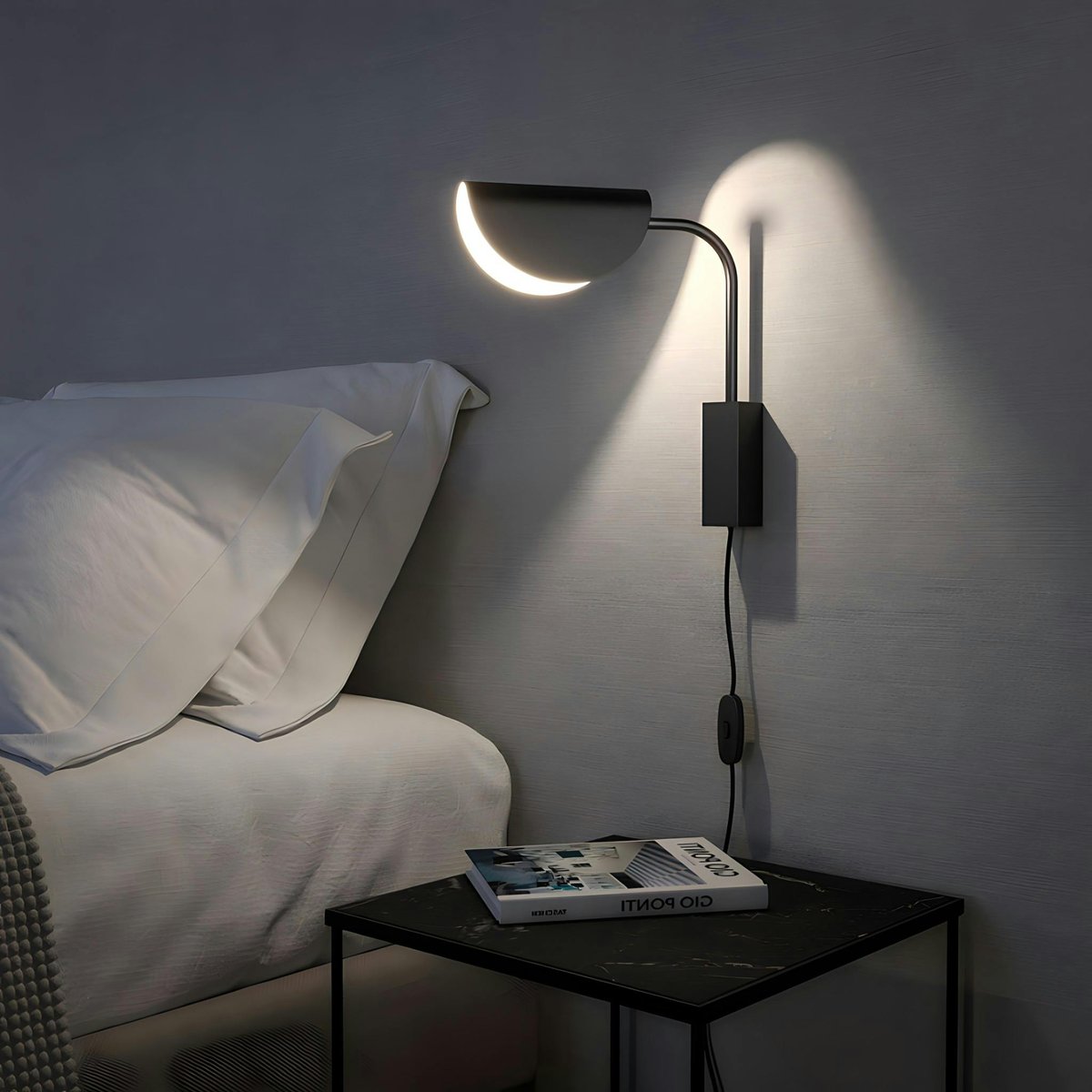 Applique murale chambre  – abat‑jour plié noir LENORE noir, PIER IMPORT