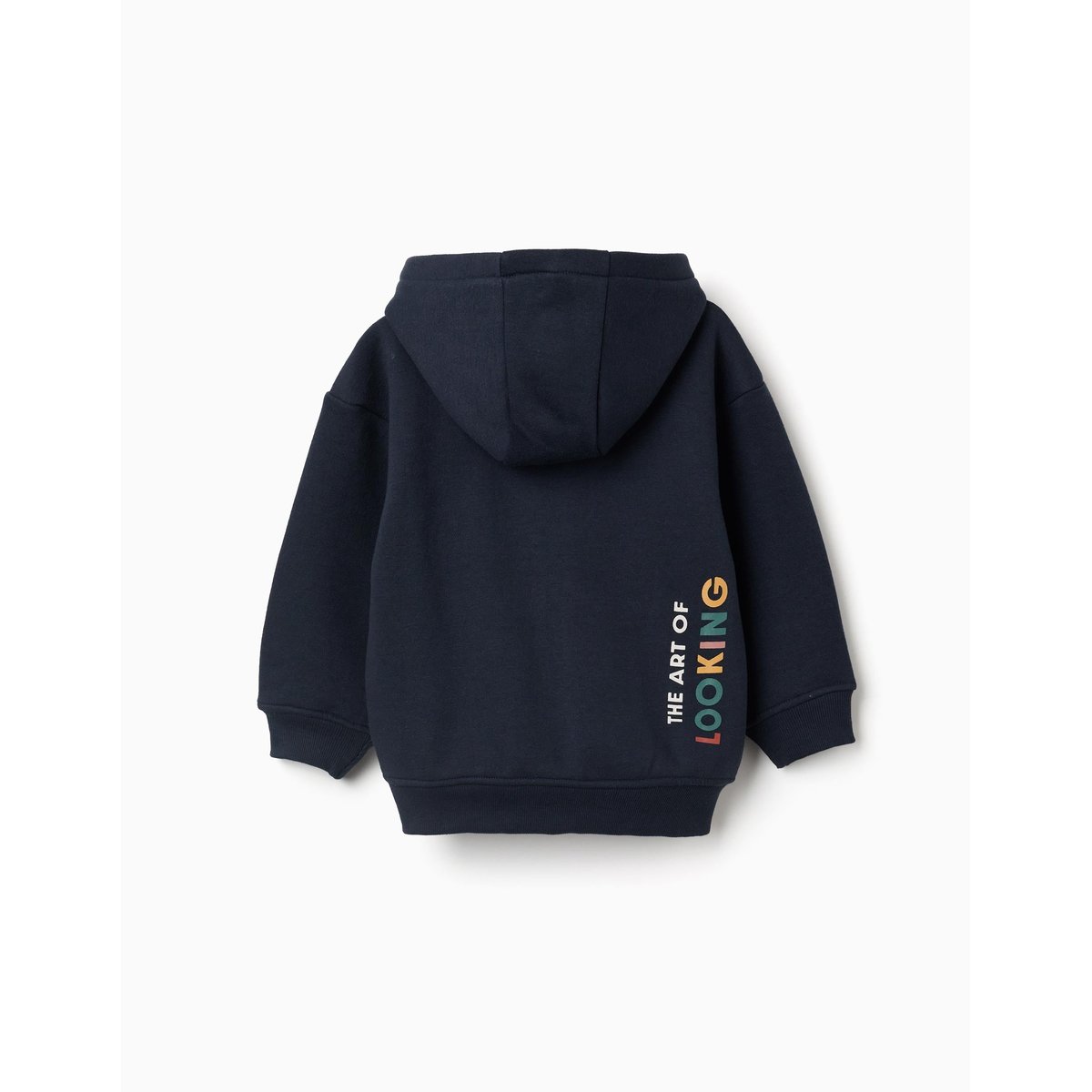 Sweat zippé en coton peigné à capuche avec imprimé Be Spontaneous bleu foncé, ZIPPY