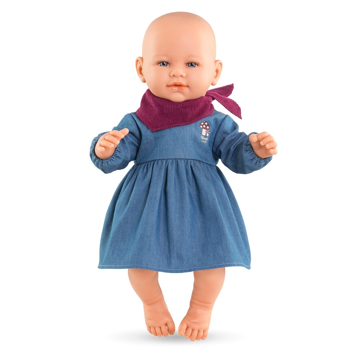 Robe en Jean Manches Longues & Foulard Petit Explorateur pour poupon 42 cm couleur unique, COROLLE