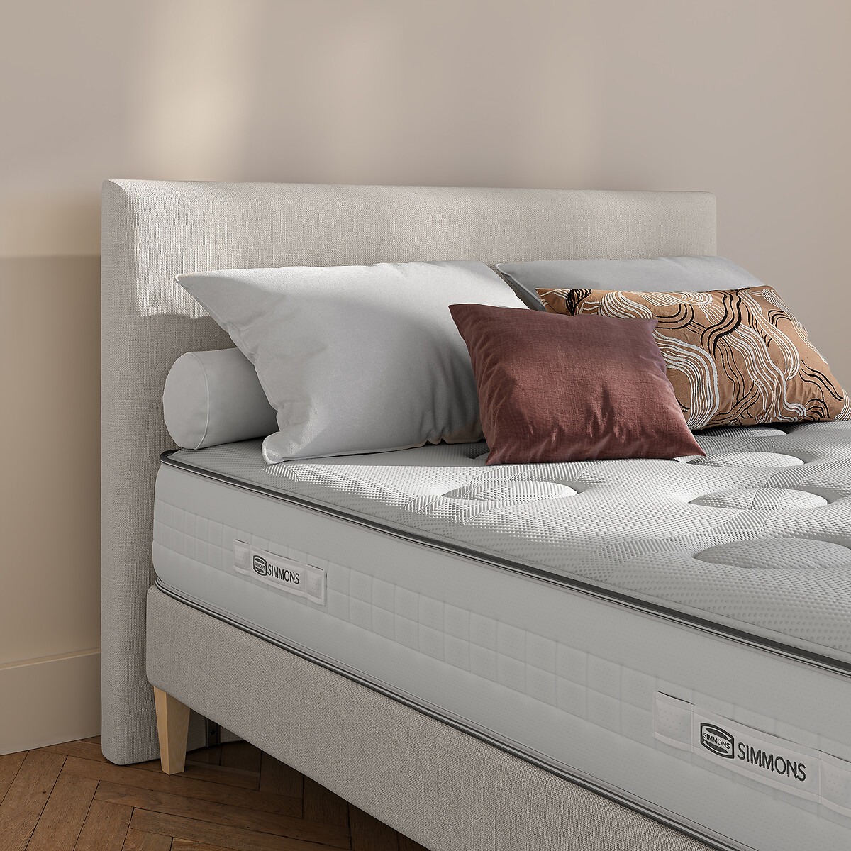 Ensemble matelas Sleep Mode et sommier tapissier beige naturel, SIMMONS