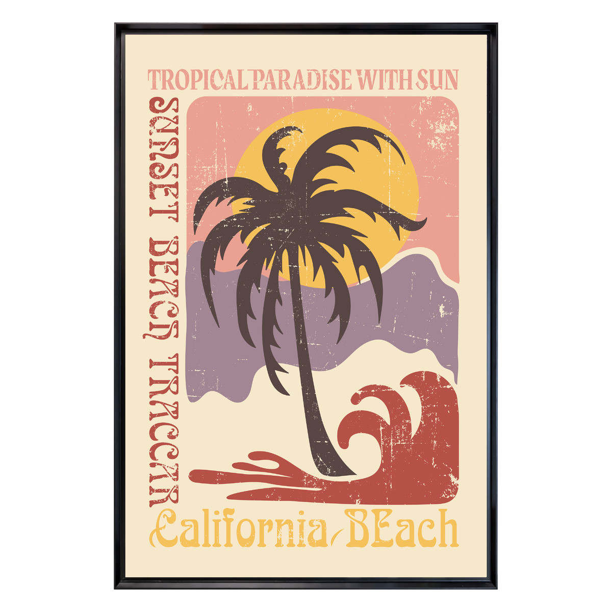 Tableau Mural Encadré California Beach Rétro PLAGE tableaux encadrés, CEANOTHE