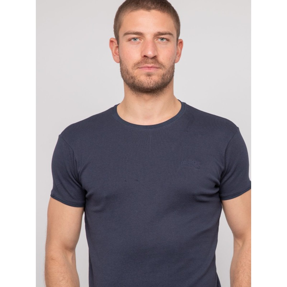 T Shirt Col Rond Coton Warlof bleu marine, RITCHIE