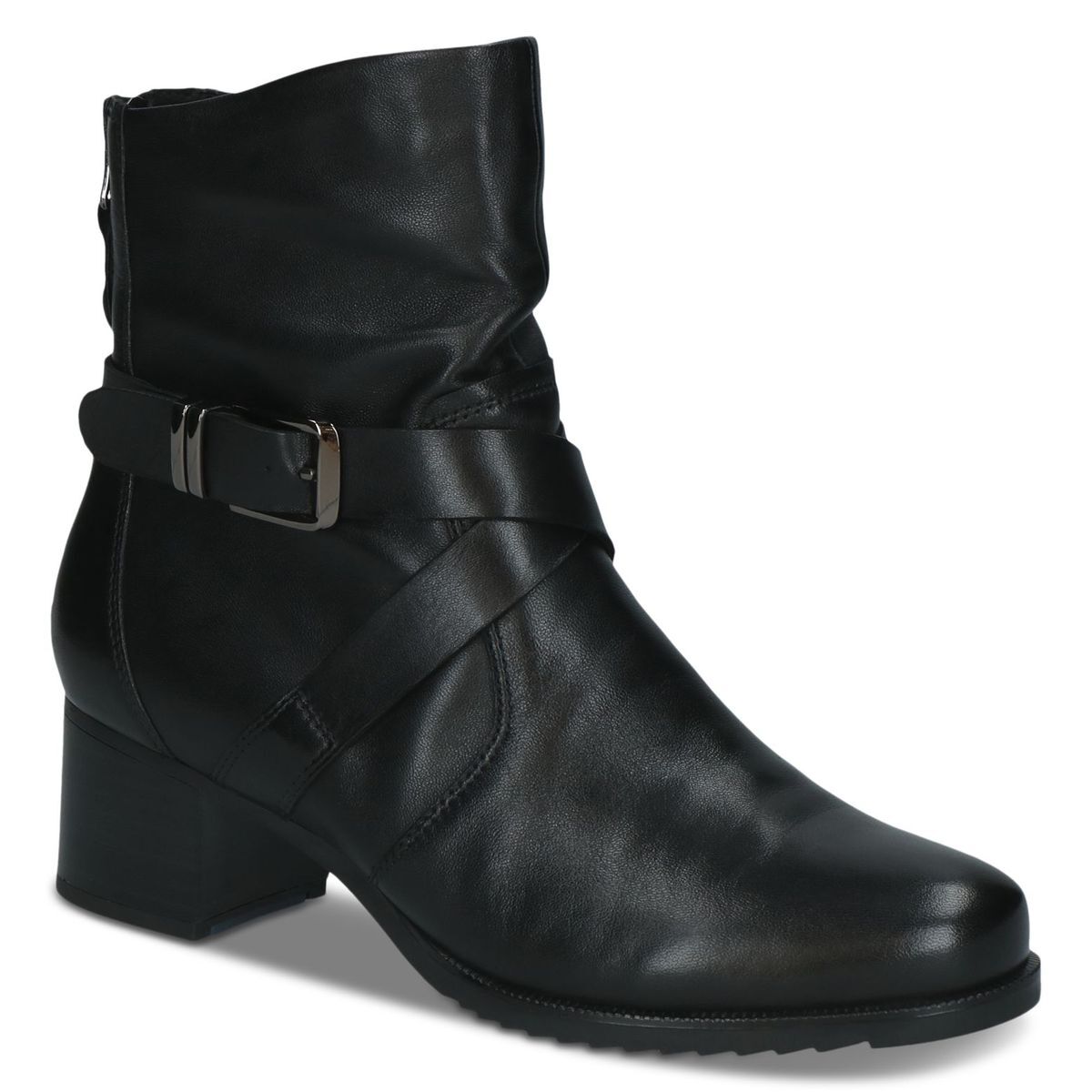 Bottine en cuir noir nappa, CAPRICE