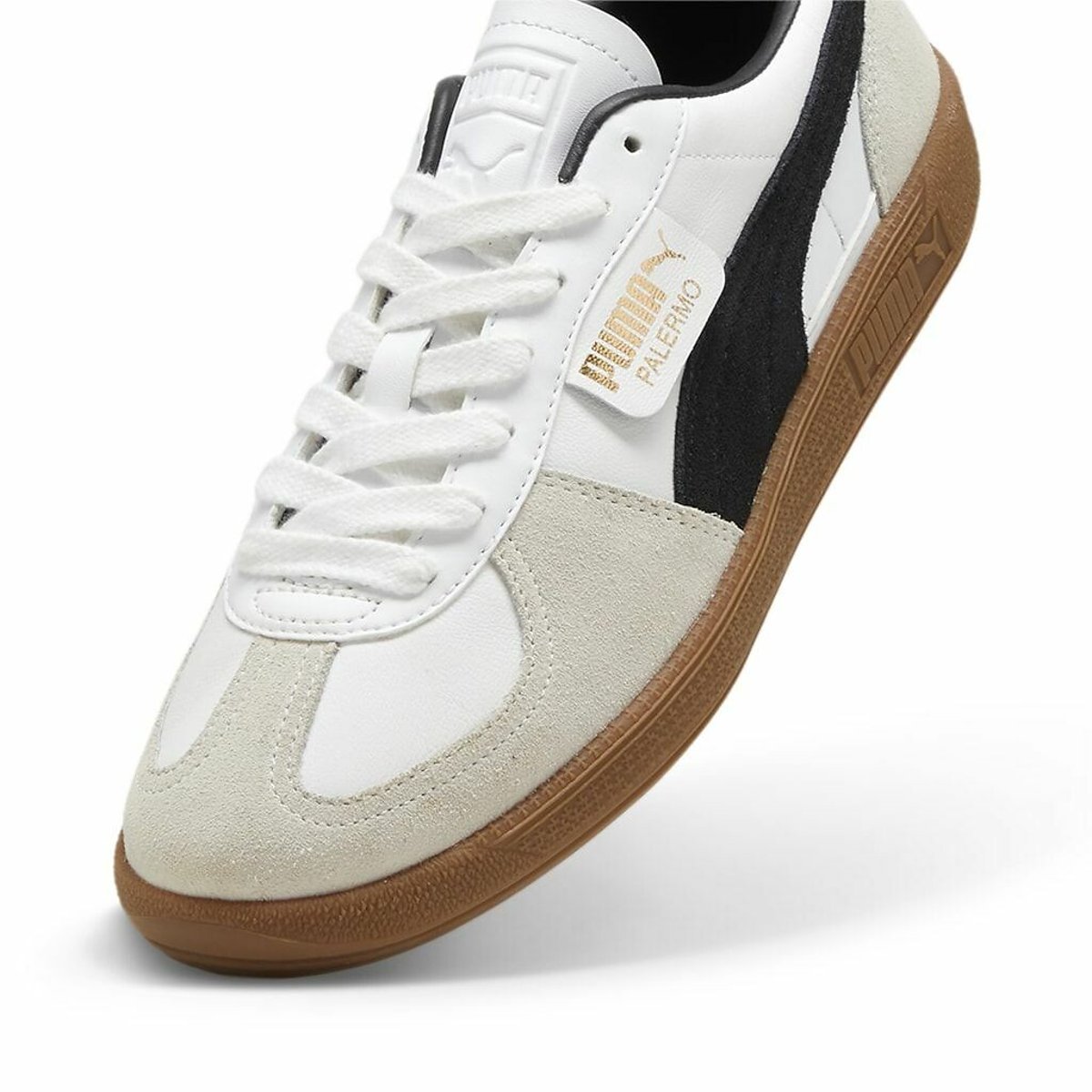 Baskets cuir Palermo blanc/noir/gris, PUMA