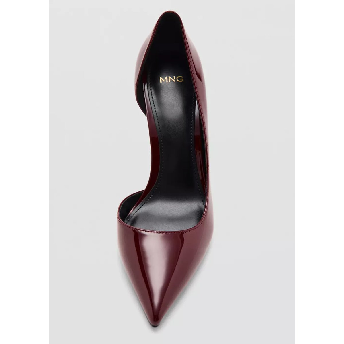 Chaussures vernies talon asymétrique bordeaux, MANGO