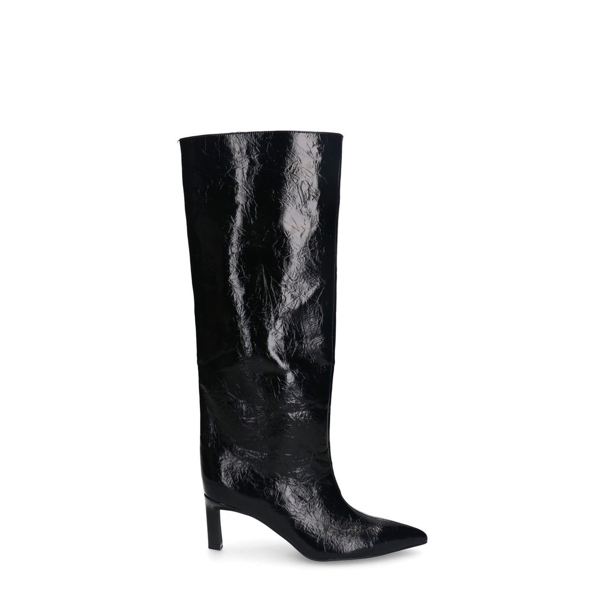 Bottes hautes vernies à talon noir, SACHA