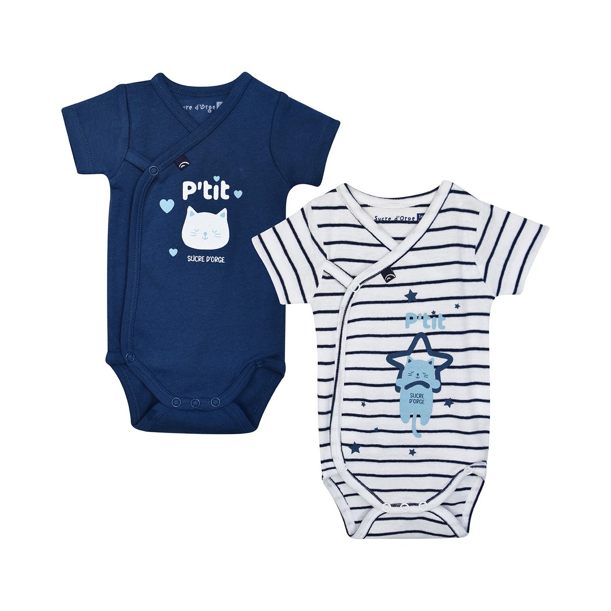 Lot de 2 bodies helian ouverture devant naissance bleu, SUCRE D'ORGE