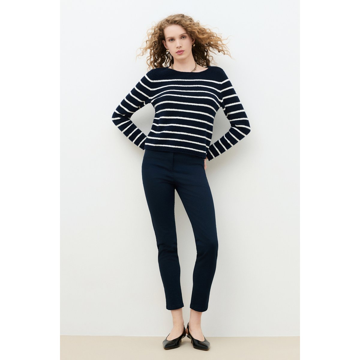 Pull droit col bateau MPIERRICK bleu marine, CAROLL